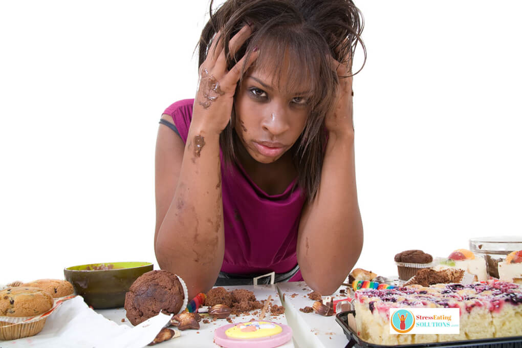 Diet mindset causes binge eating- stressed out young woman